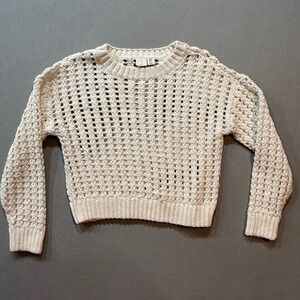 Joie Open Knit‎ Crochet Cream Ivory Boho Chic Layering Pullover Sweater Women M